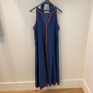 Tory Burch Navy and Orange tied dress